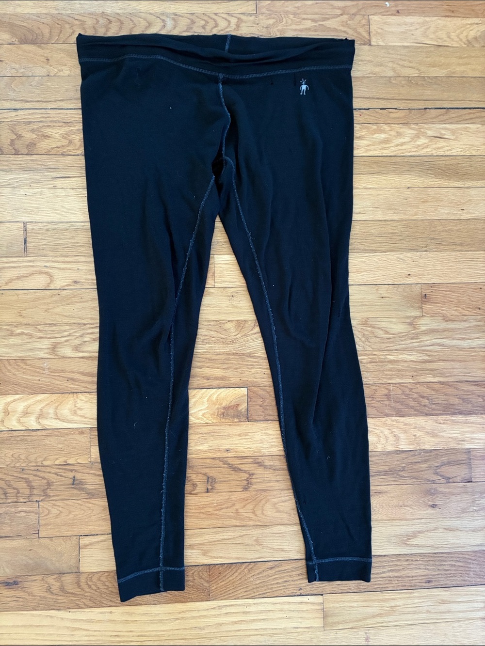 Smartwool Merino Wool Baselayer Leggings Womens Medium Black Knit FLAW READ